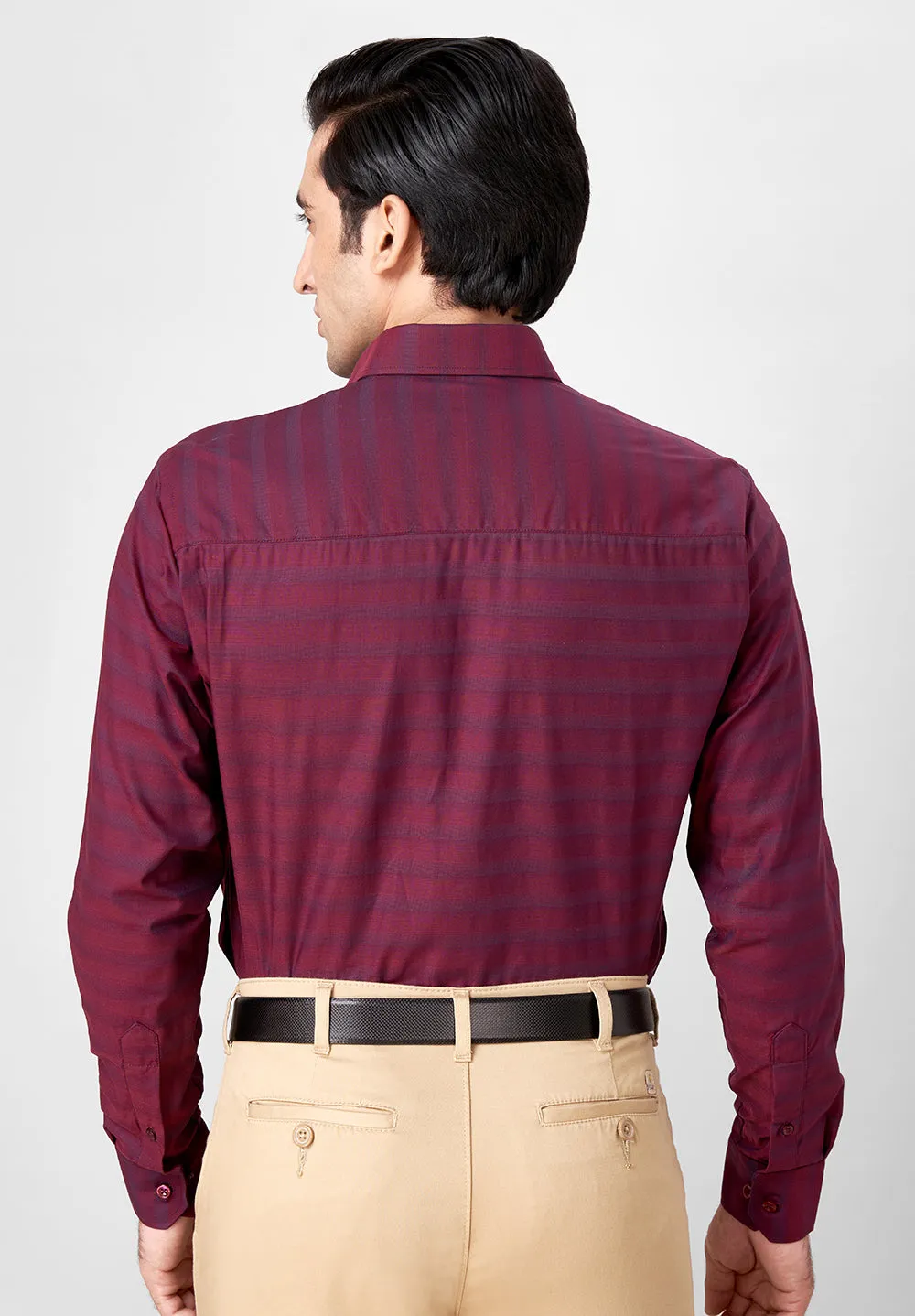 Men Red Slim Fit Full Sleeves Formal Shirt