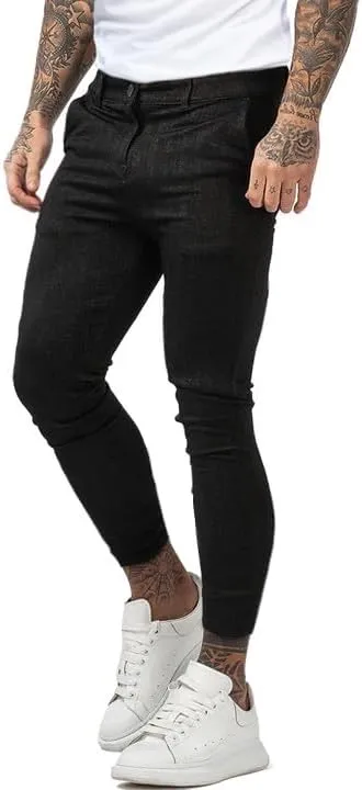 Mens Plaids Stretch Chino Pants Slim Fit
