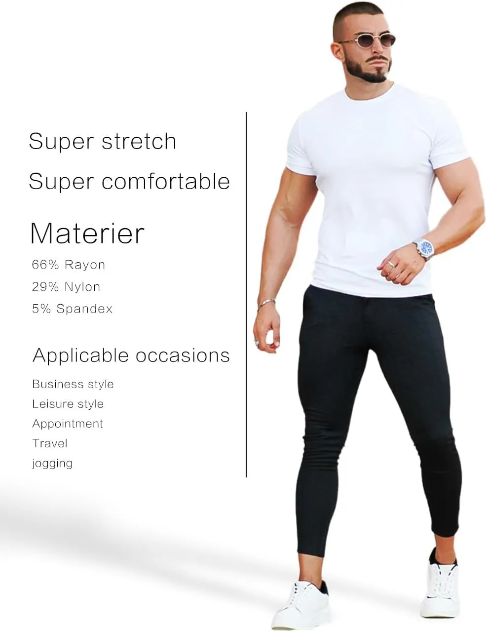 Mens Plaids Stretch Chino Pants Slim Fit