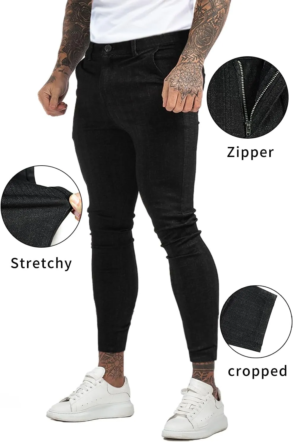 Mens Plaids Stretch Chino Pants Slim Fit