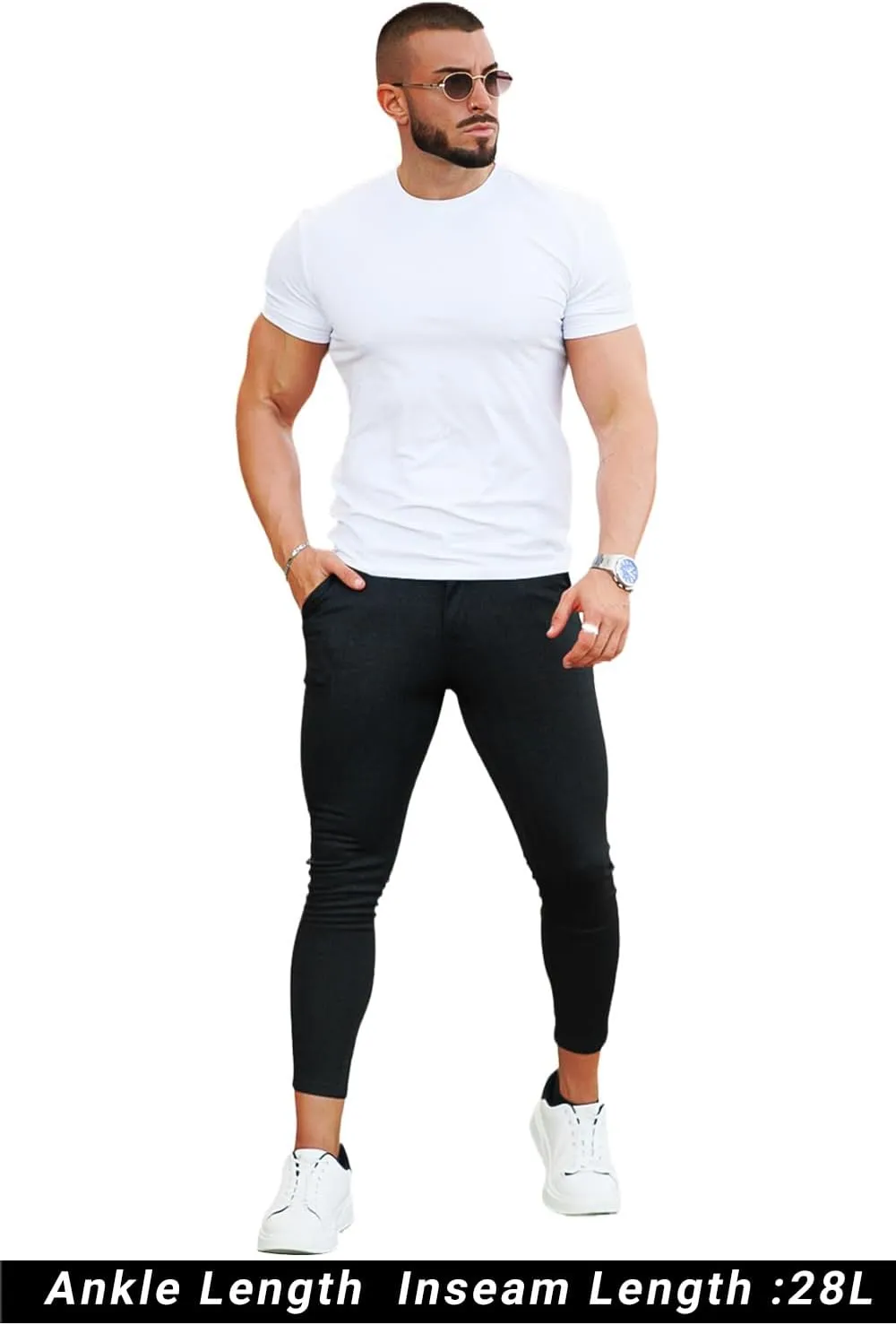Mens Plaids Stretch Chino Pants Slim Fit