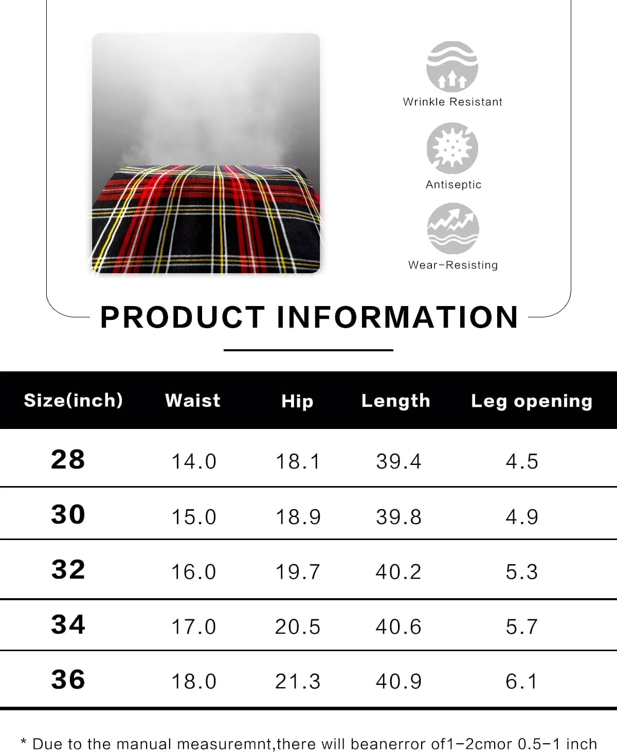 Mens Plaids Stretch Chino Pants Slim Fit
