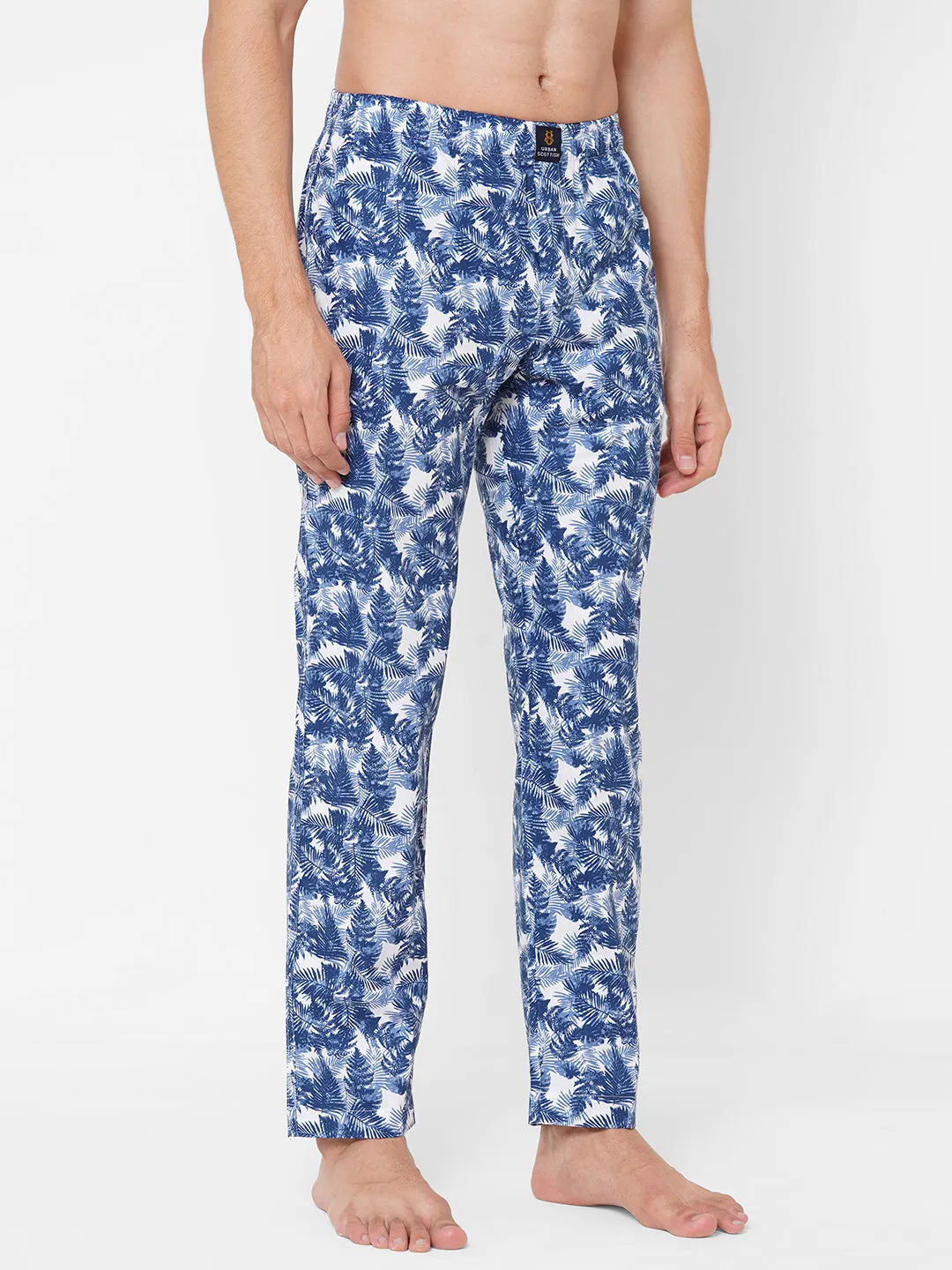 Men's Printed, Blue, Cotton, Regular Fit, Elasticated, Waistband, Pyjama  With Side Pockets