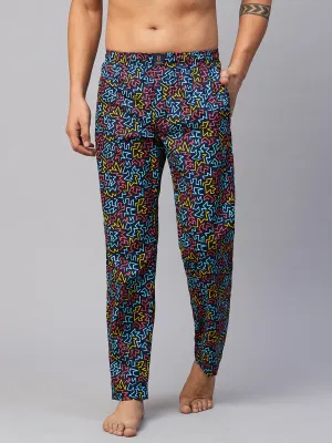 Men's Printed, Multicolor, Cotton, Regular Fit, Elasticated, Waistband, Pyjama  With Side Pockets