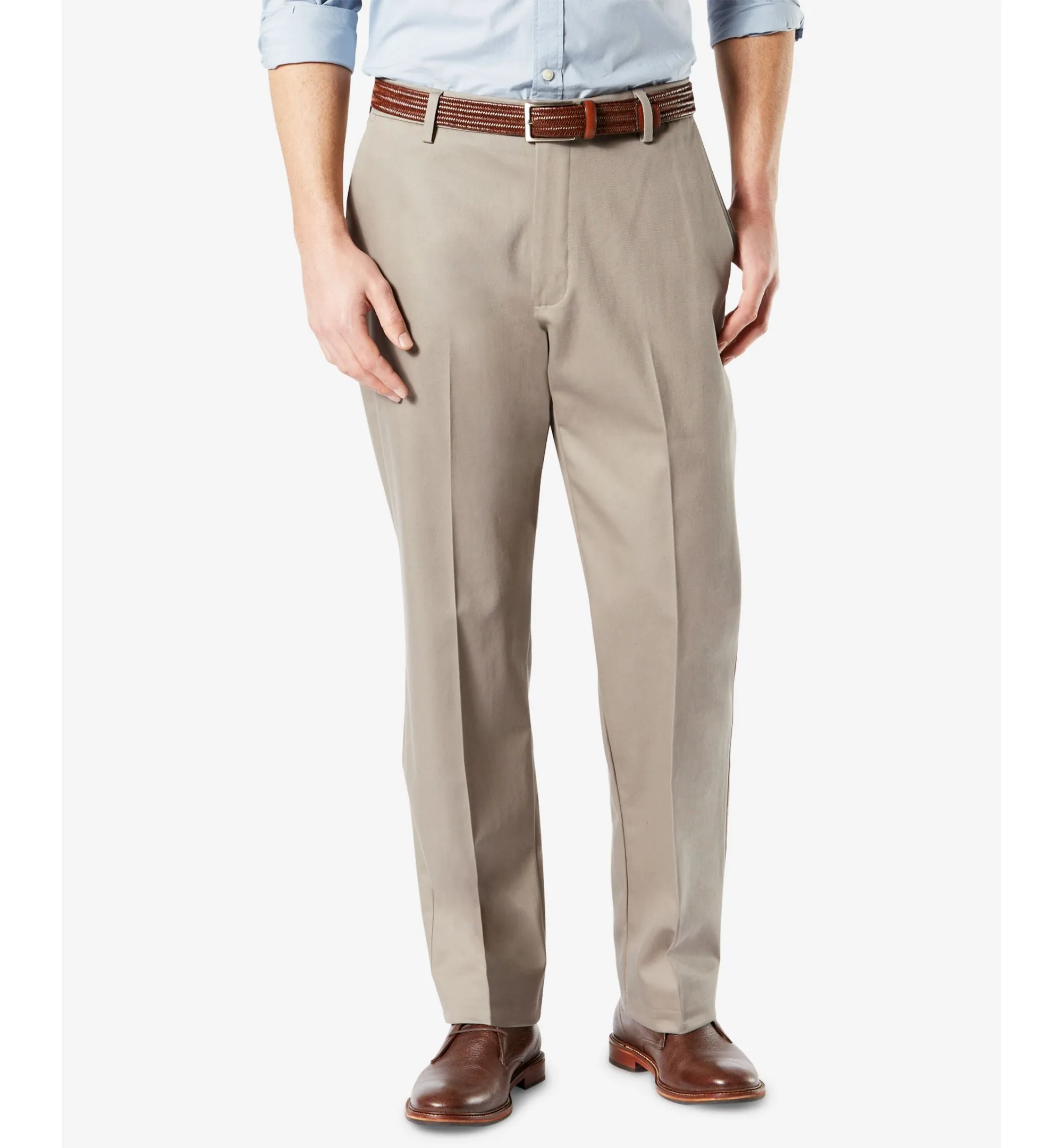 Men's Signature Lux Cotton Classic Fit Creased Stretch Khaki Pants