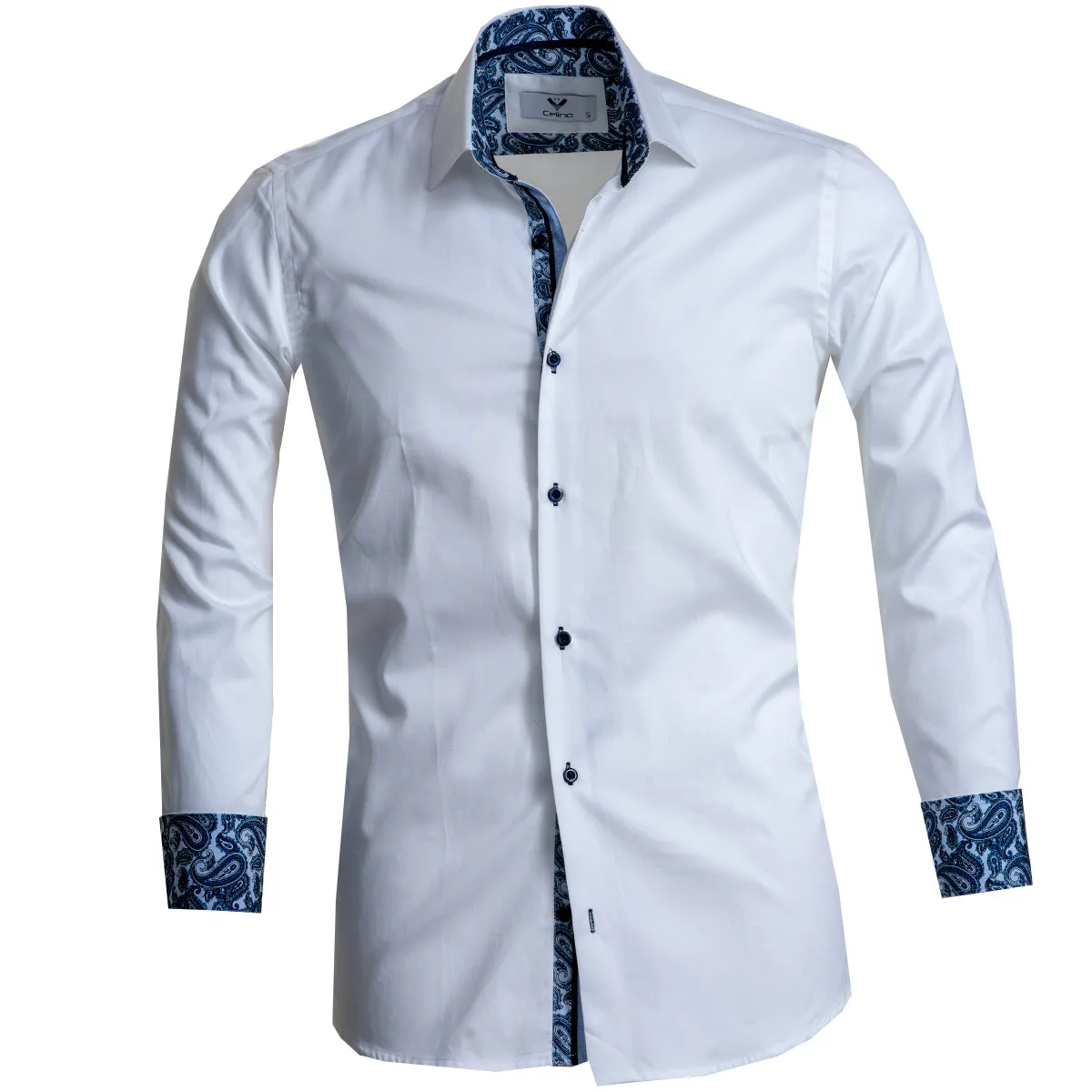 Mens Slim Fit Designer Dress Shirt - tailored Cotton Shirts for Work