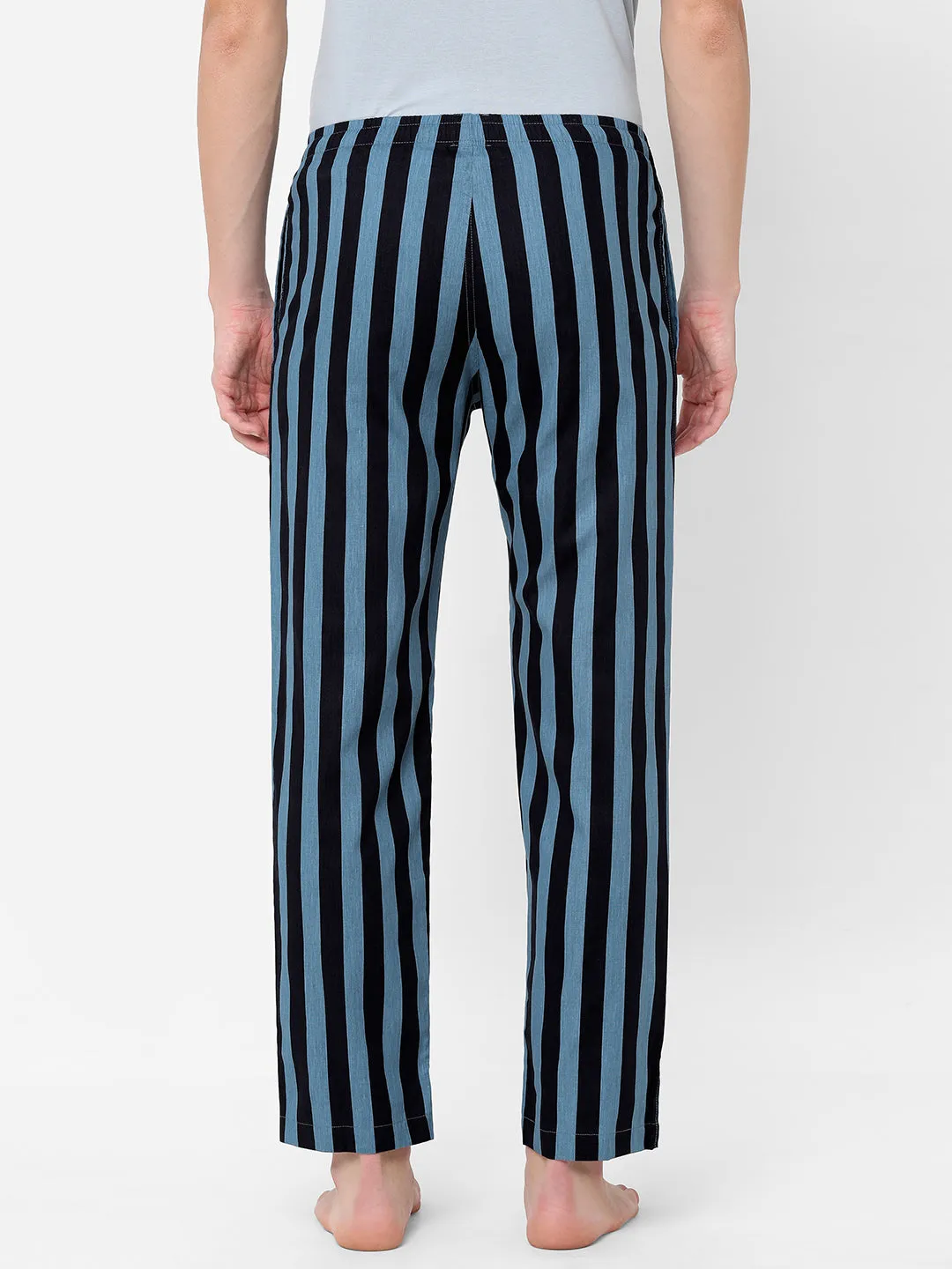 Men's Striped, Multicolor, Cotton, Regular Fit, Elasticated, Waistband, Pyjama  With Side Pockets