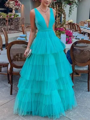 Mesh Cake Dress Suspender High Waist Dress Prom Dress Party Dress       fg401