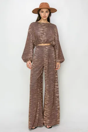 METALLIC PRINTED PALAZZO PANTS W2370PA