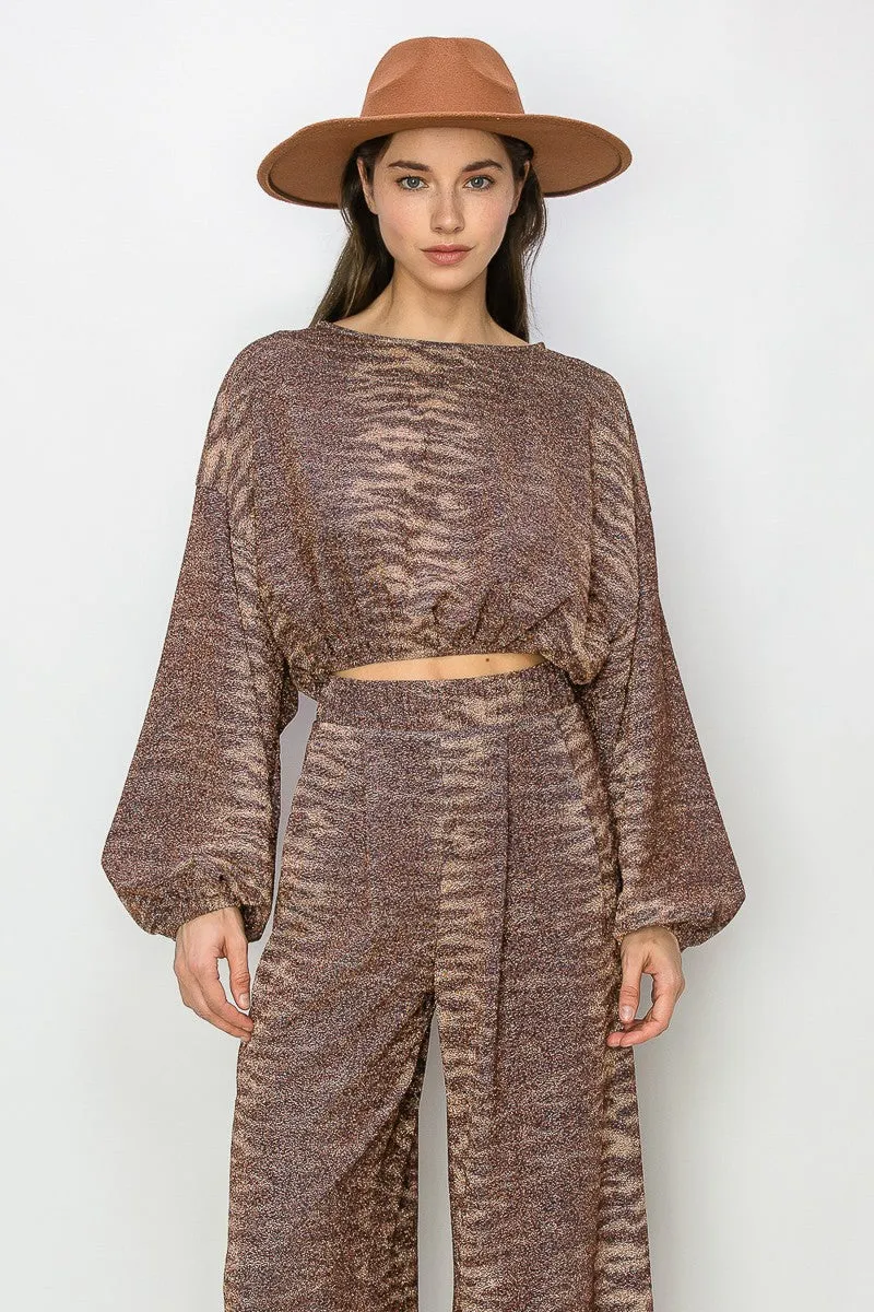 METALLIC PRINTED PALAZZO PANTS W2370PA