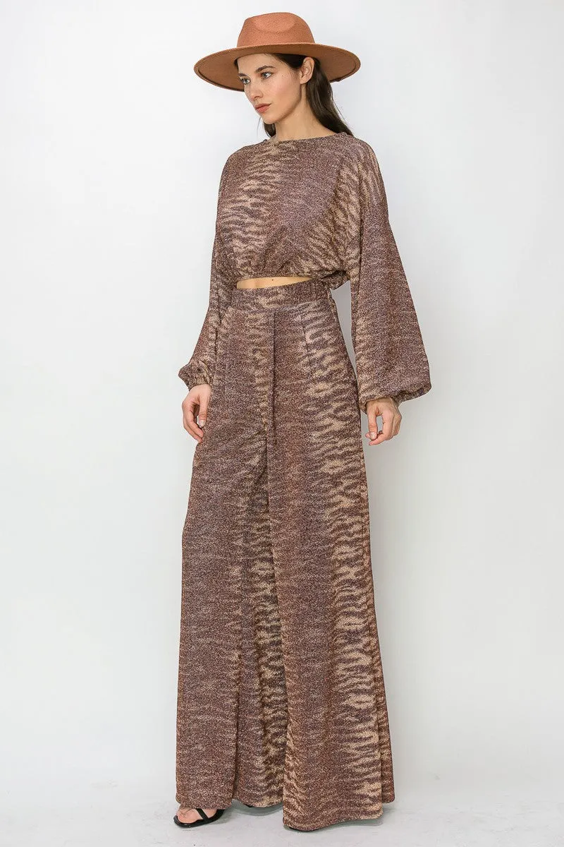 METALLIC PRINTED PALAZZO PANTS W2370PA