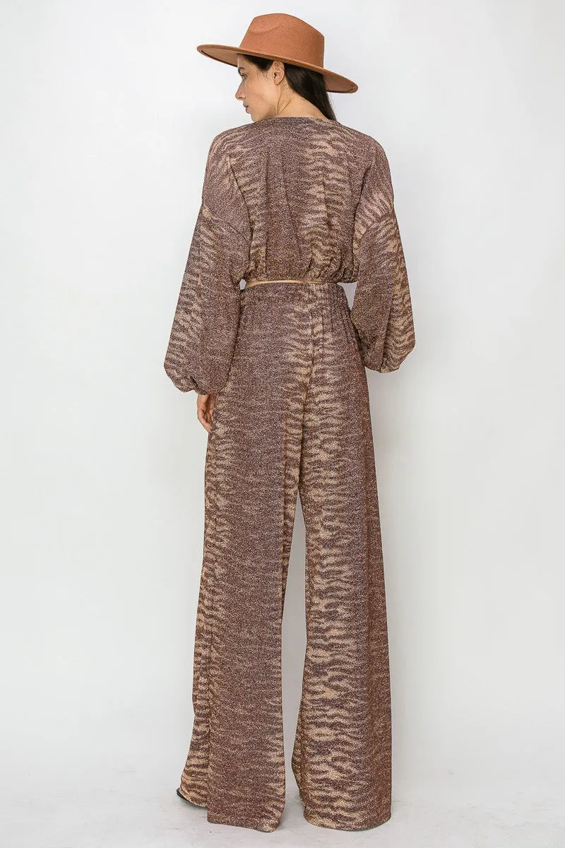 METALLIC PRINTED PALAZZO PANTS W2370PA