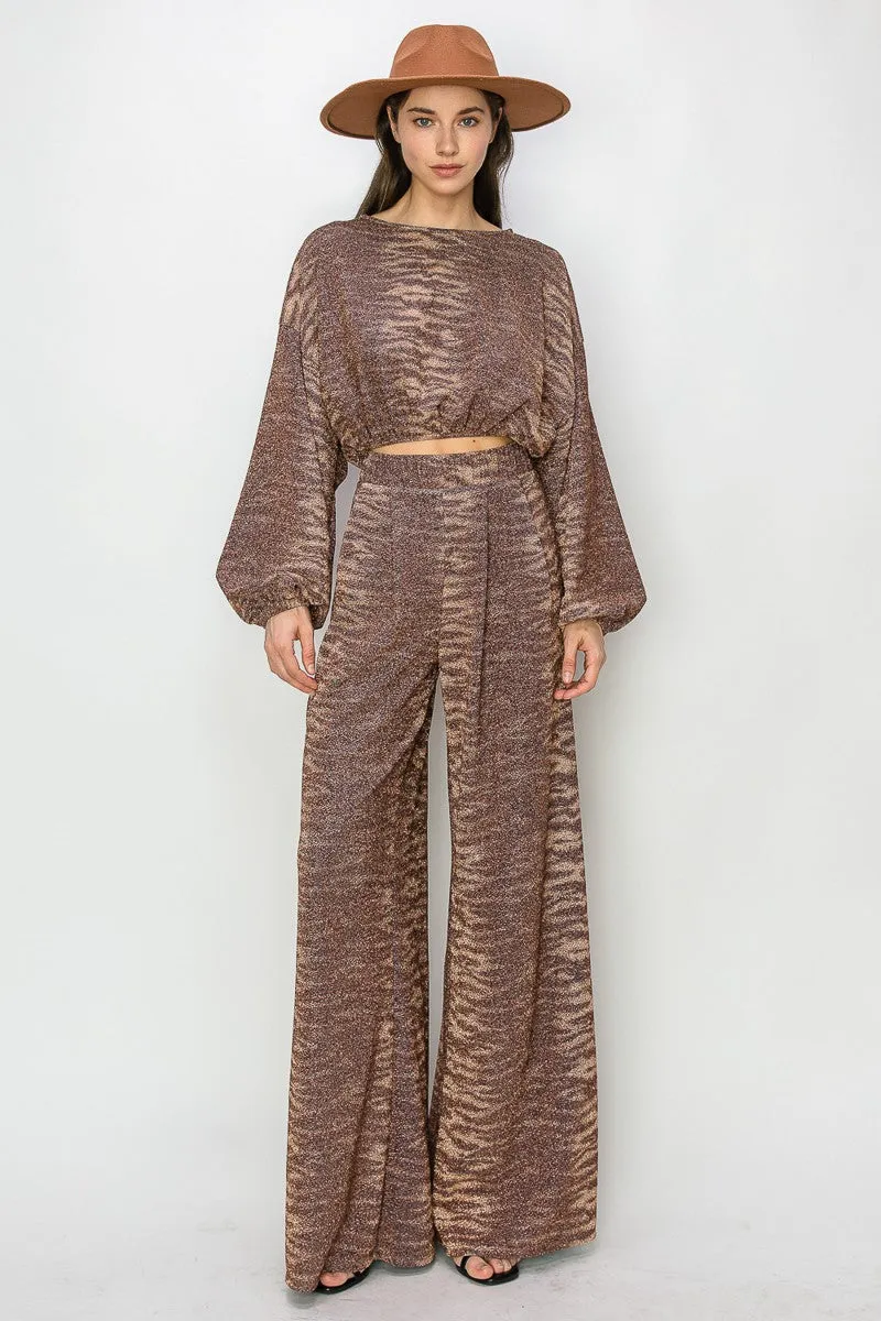 METALLIC PRINTED PALAZZO PANTS W2370PA