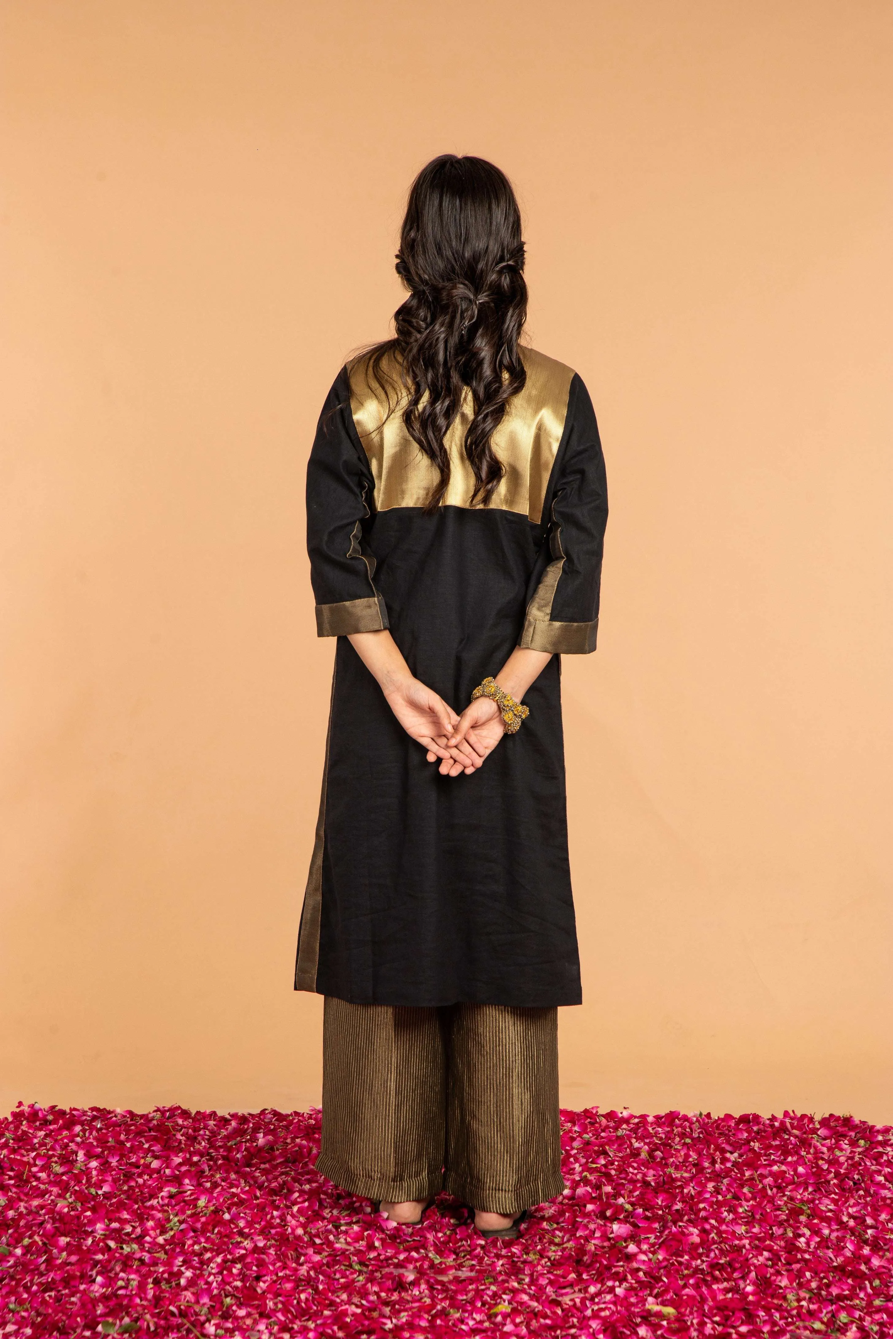 Metallic Yoke Dress