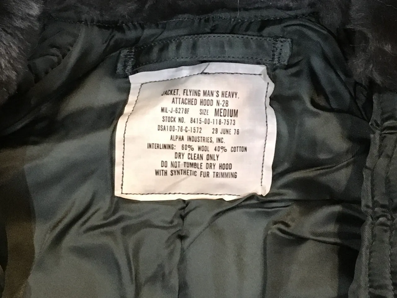 Military New GI N-2B Sage 1976 by Alpha Industries