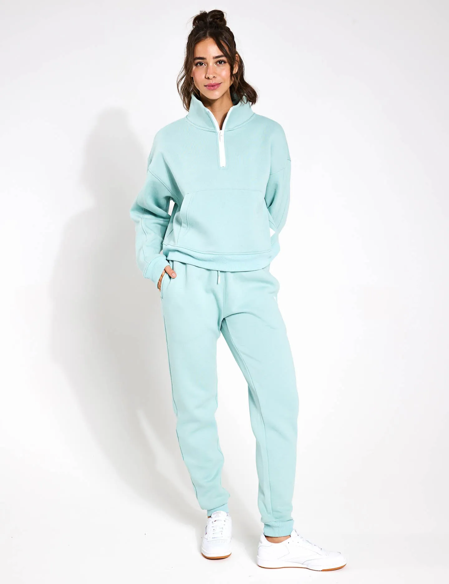 Millie Slim Fleece Track Pant - Sage Green