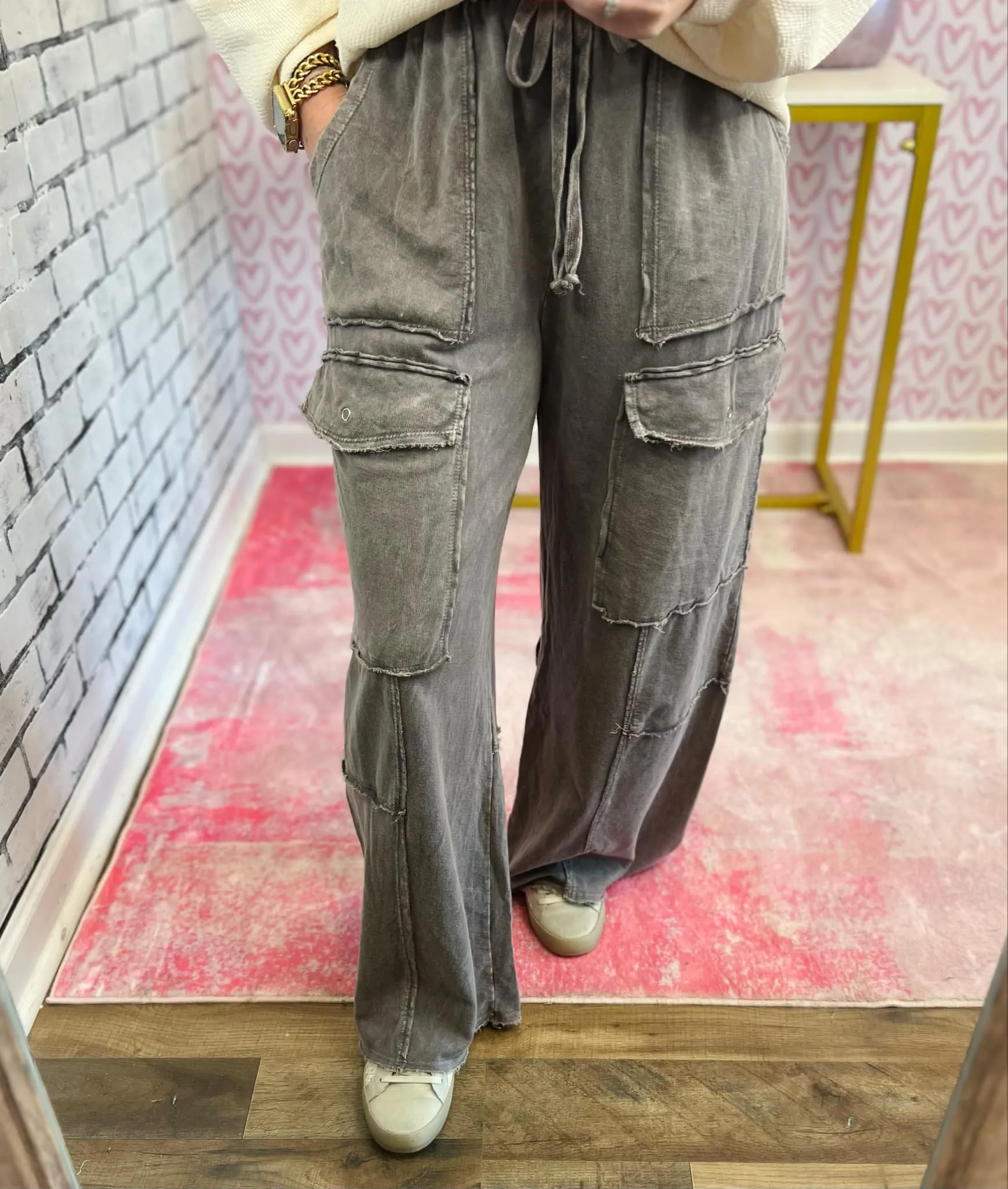 Mineral Wash French Terry Cargo Pants