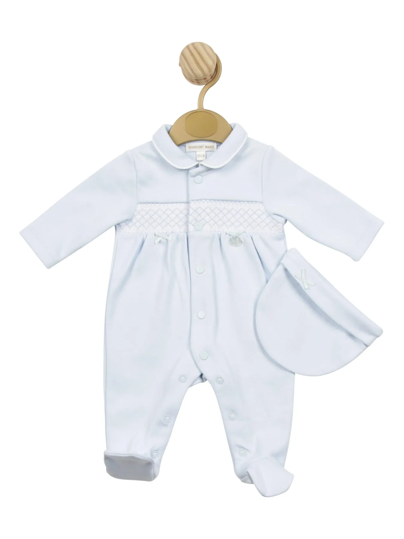Mintini Pale Blue Premmie Babygrow & Hat Set