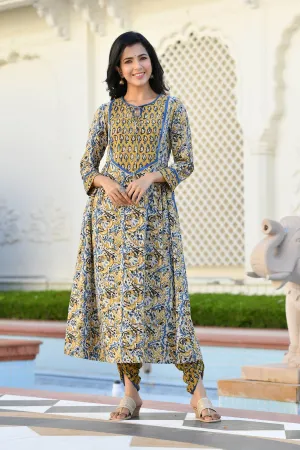 MULMUL DEEVENA AJRAKH PRINT SUIT SET