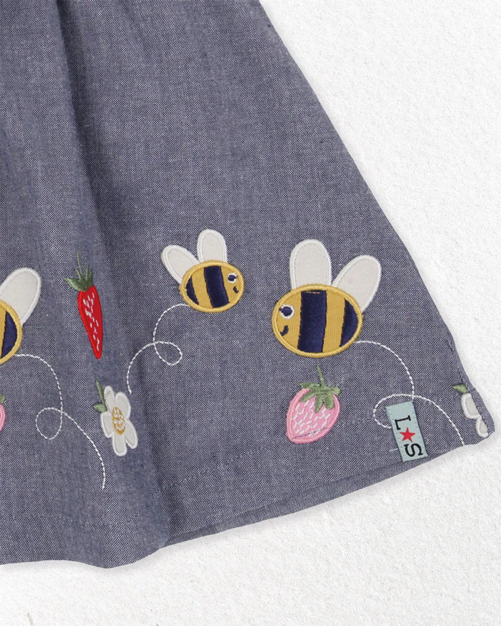 Multicoloured Busy Bee Applique Dress And Pant Set