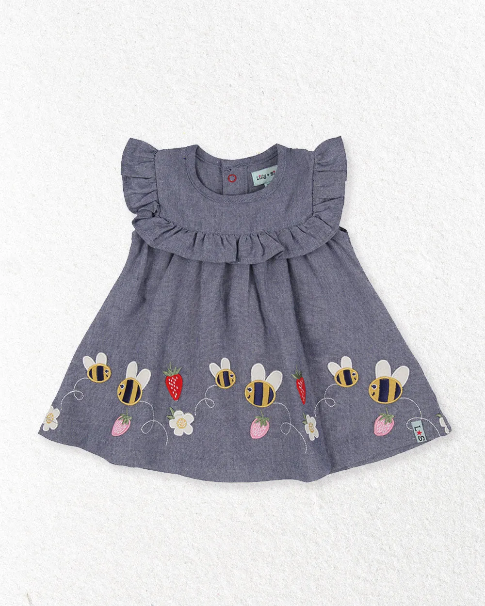 Multicoloured Busy Bee Applique Dress And Pant Set