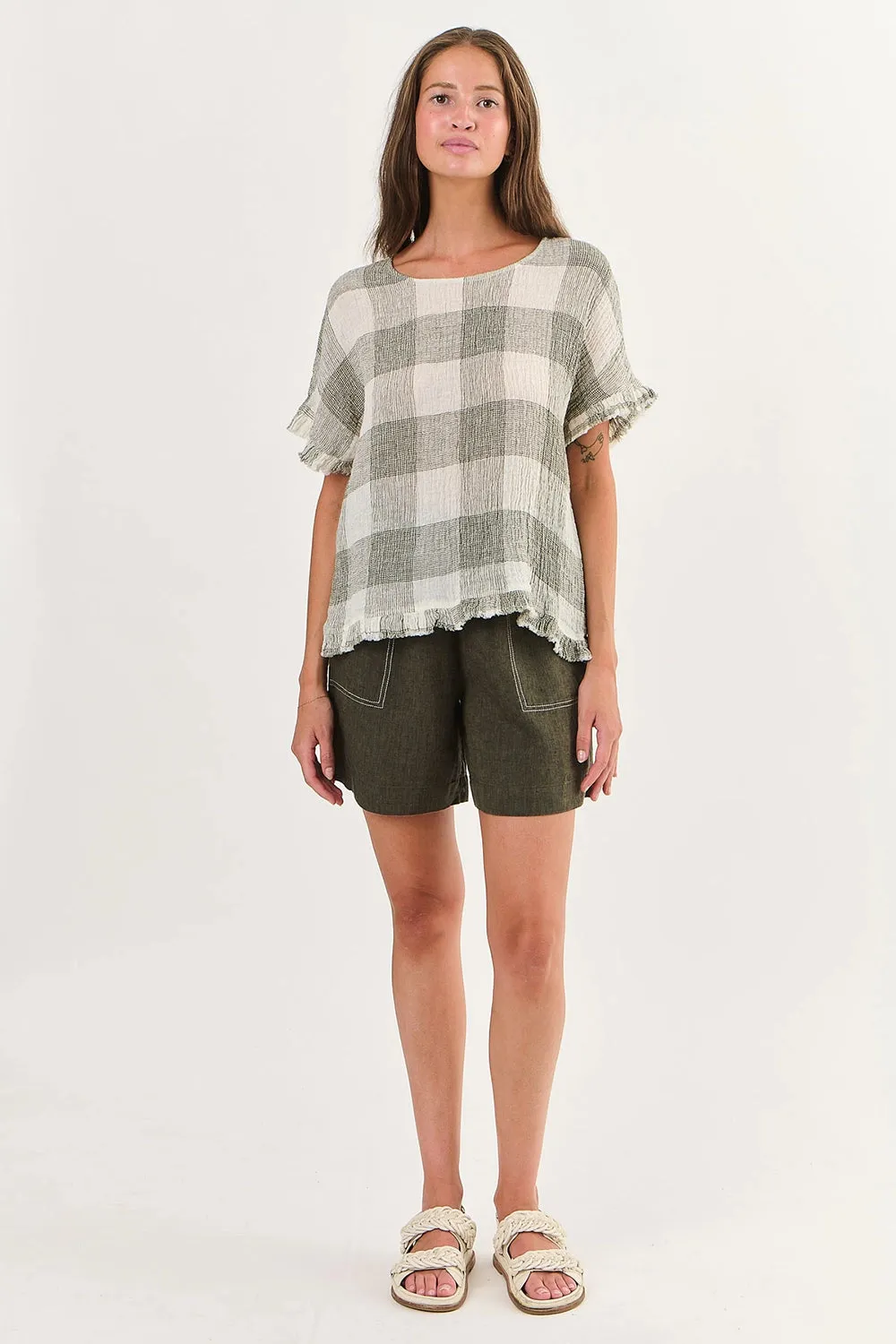 Naturals by O & J Linen Top in Khaki Terrazzo GA294