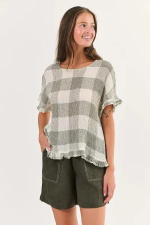 Naturals by O & J Linen Top in Khaki Terrazzo GA294