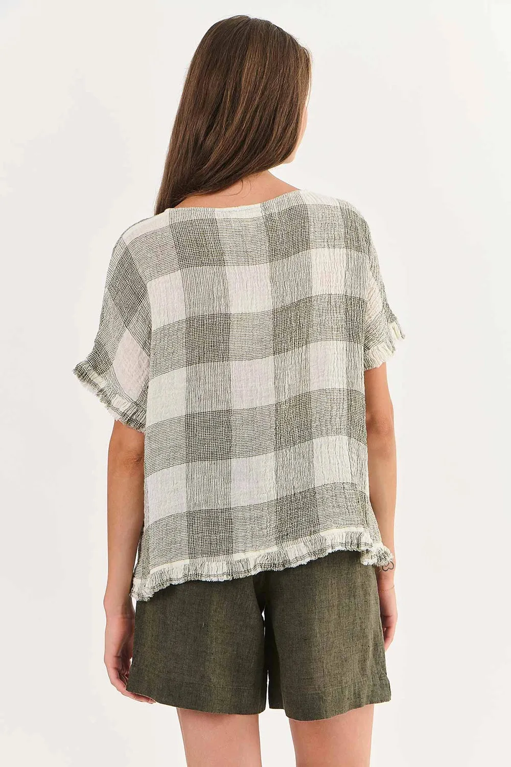 Naturals by O & J Linen Top in Khaki Terrazzo GA294