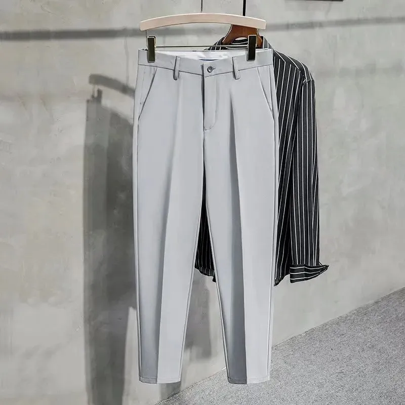 New Autumn Winter Suit Pants Men Thick Business Classic Grey Black Khaki Straight Korean Formal Trousers Male Plus Size 27-40 42