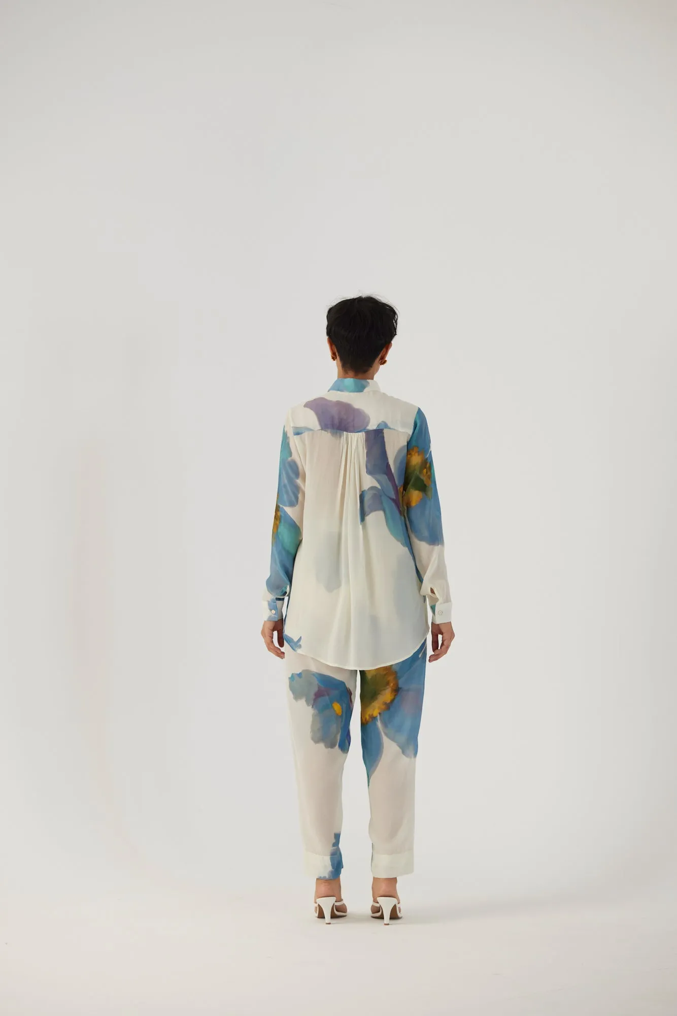 New Season Fall 24/Summer 25-Coord Set Crepe Blue Poppies White-YAMBB12-Fashion Edit Yam