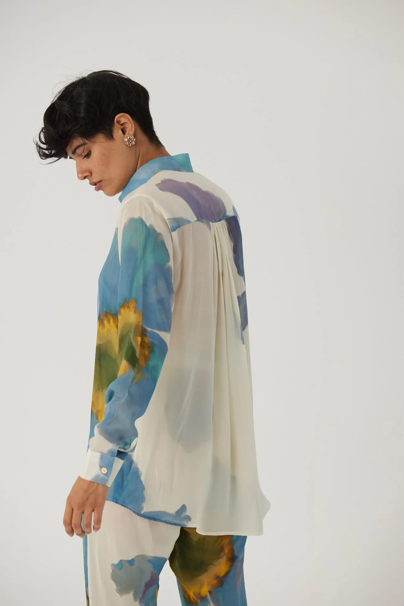 New Season Fall 24/Summer 25-Coord Set Crepe Blue Poppies White-YAMBB12-Fashion Edit Yam