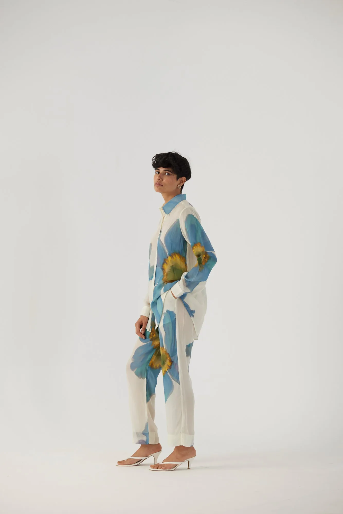 New Season Fall 24/Summer 25-Coord Set Crepe Blue Poppies White-YAMBB12-Fashion Edit Yam