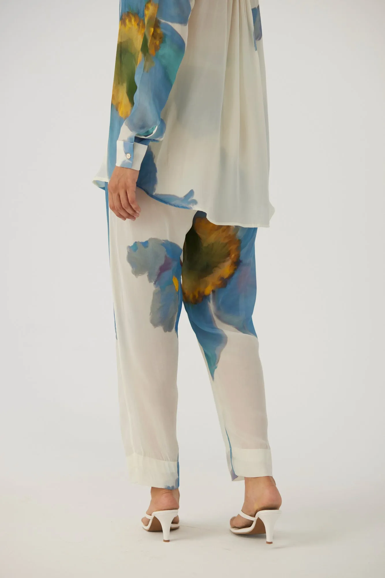 New Season Fall 24/Summer 25-Coord Set Crepe Blue Poppies White-YAMBB12-Fashion Edit Yam