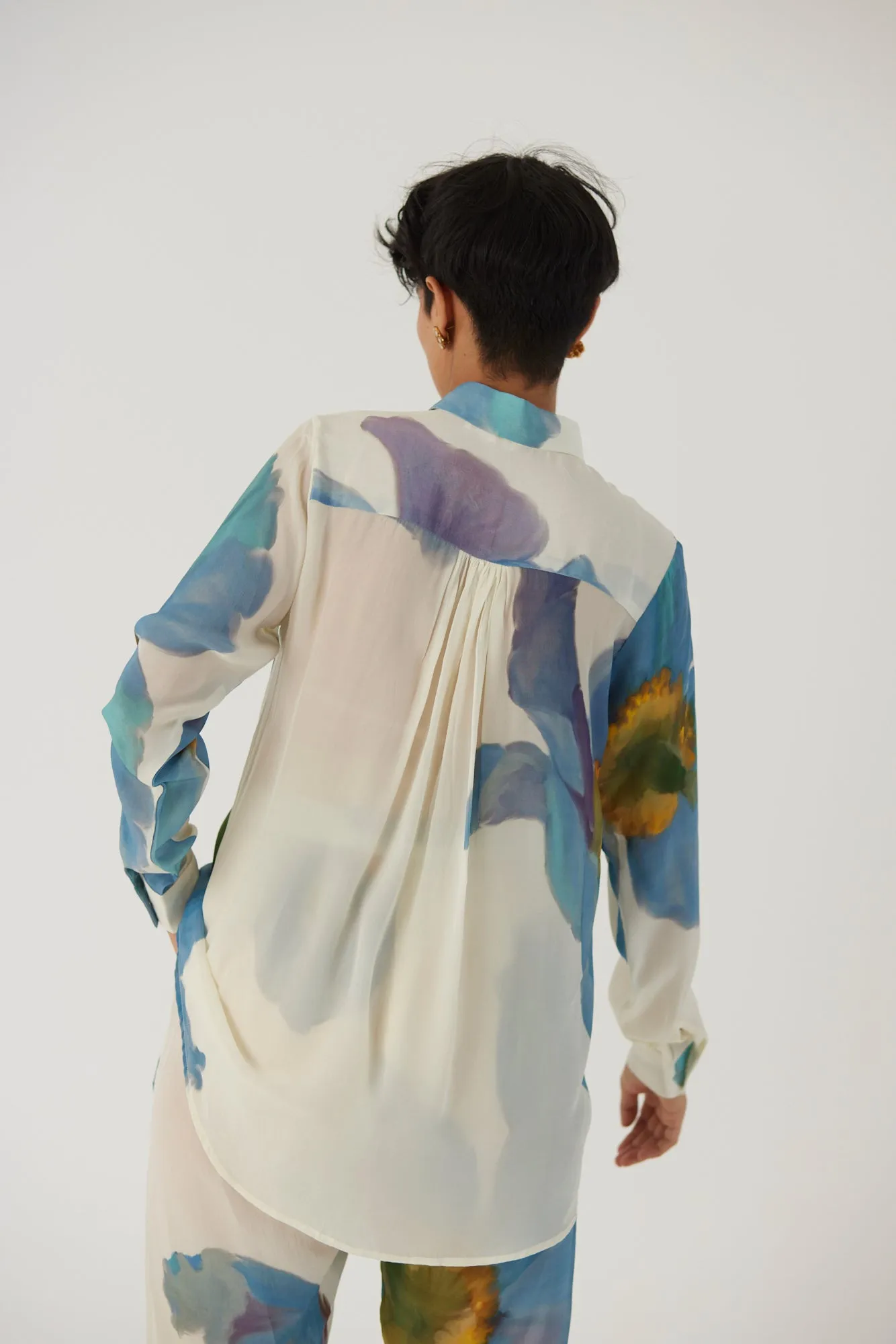 New Season Fall 24/Summer 25-Coord Set Crepe Blue Poppies White-YAMBB12-Fashion Edit Yam