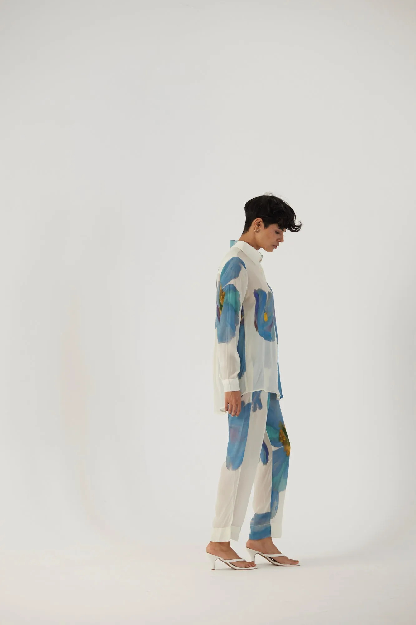 New Season Fall 24/Summer 25-Coord Set Crepe Blue Poppies White-YAMBB12-Fashion Edit Yam