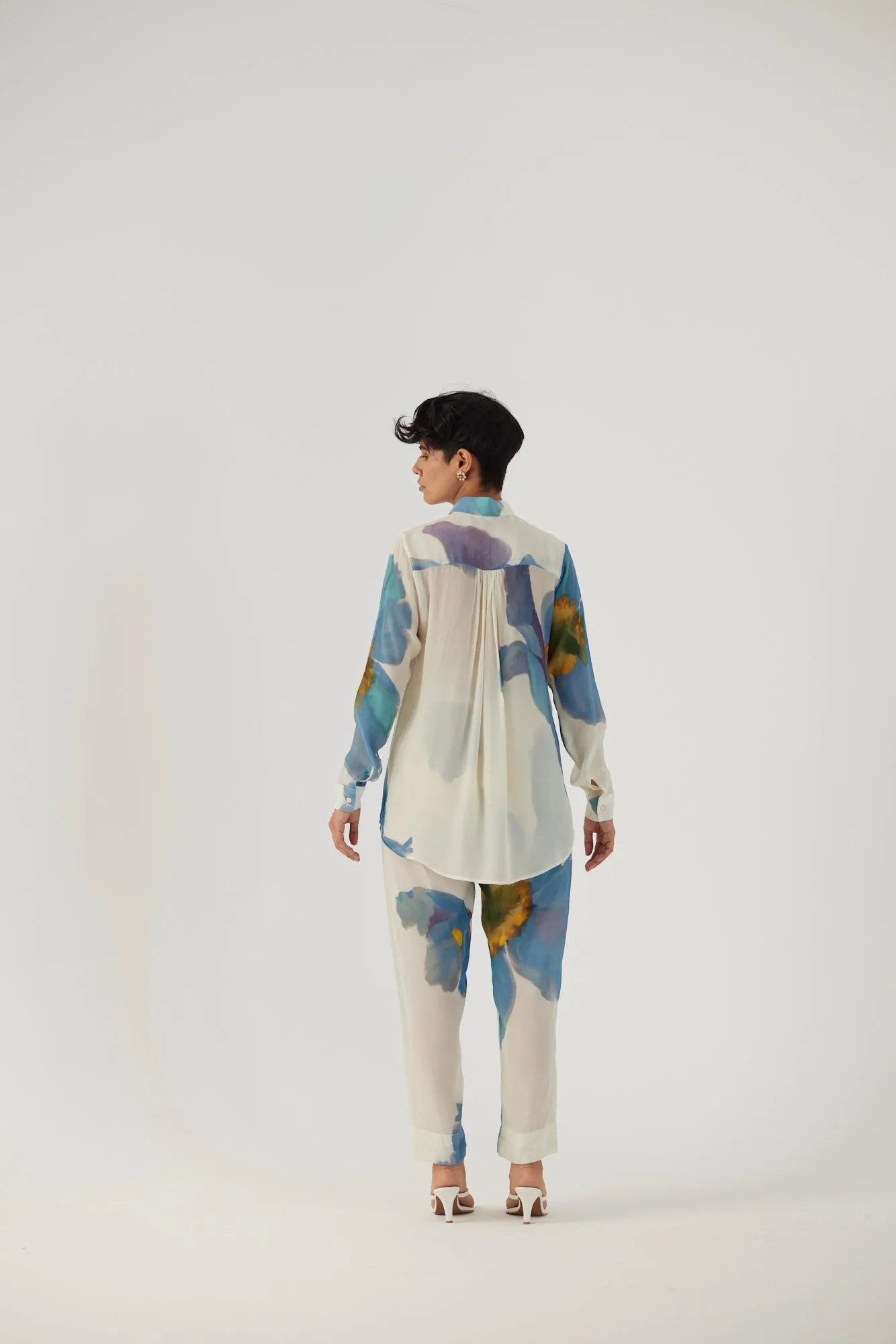 New Season Fall 24/Summer 25-Coord Set Crepe Blue Poppies White-YAMBB12-Fashion Edit Yam