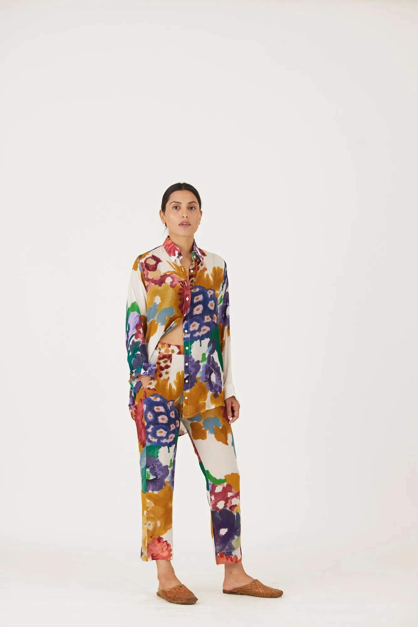 New Season Fall 24/Summer 25-Coord Set-Crepe-Farah White-YAMLS11-Fashion Edit Yam