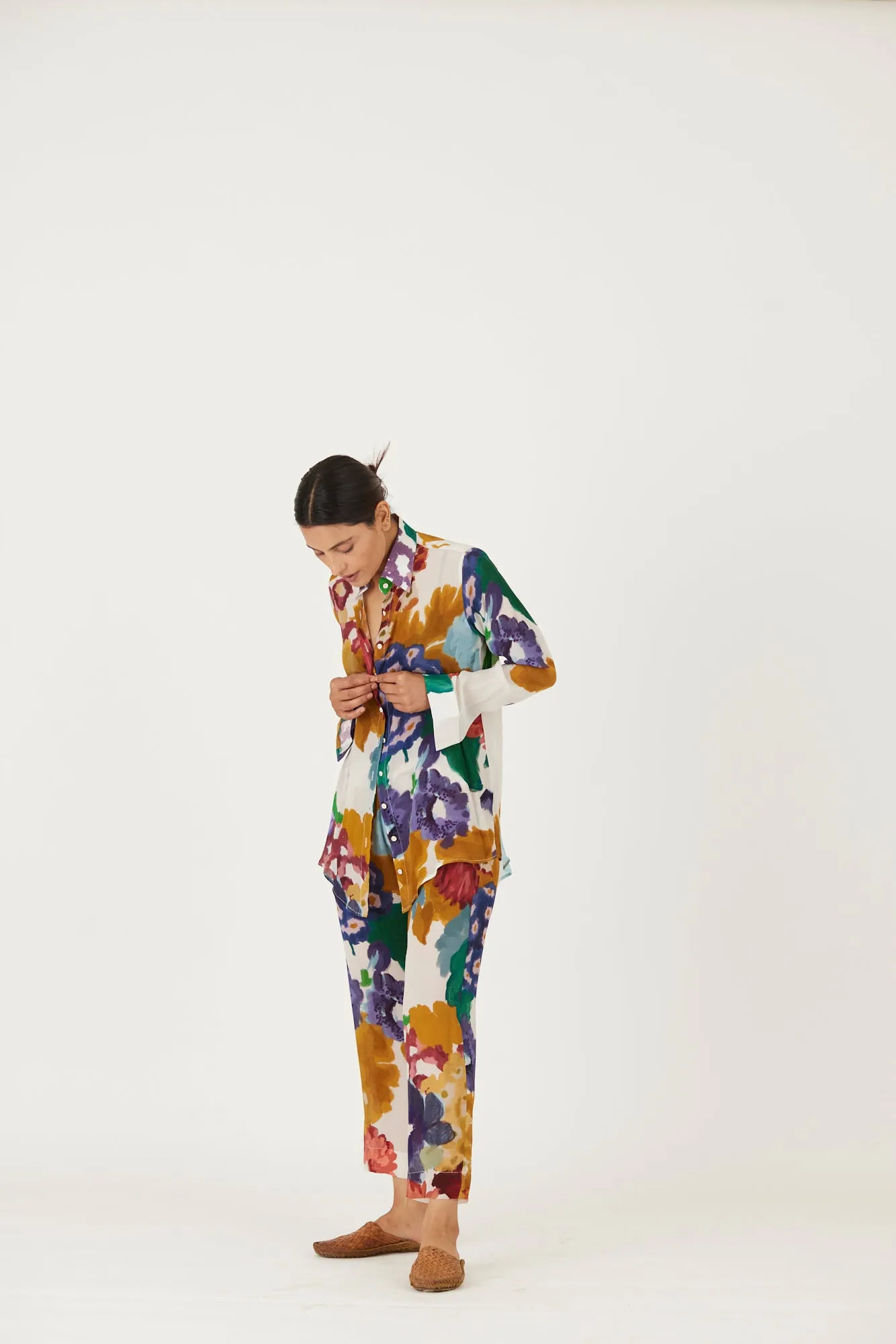 New Season Fall 24/Summer 25-Coord Set-Crepe-Farah White-YAMLS11-Fashion Edit Yam