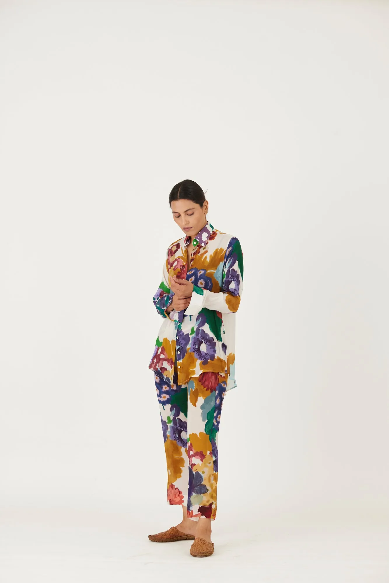 New Season Fall 24/Summer 25-Coord Set-Crepe-Farah White-YAMLS11-Fashion Edit Yam