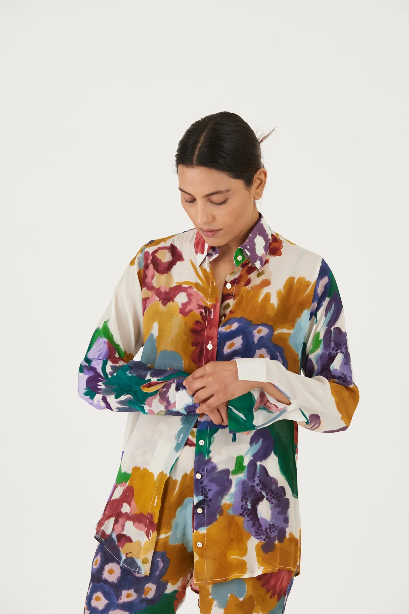 New Season Fall 24/Summer 25-Coord Set-Crepe-Farah White-YAMLS11-Fashion Edit Yam
