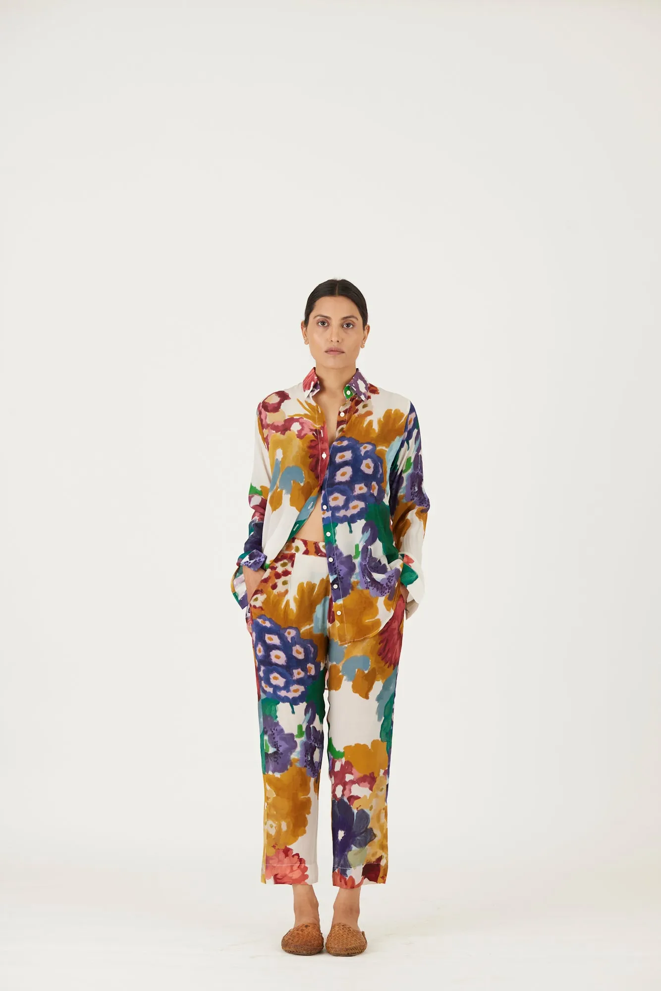 New Season Fall 24/Summer 25-Coord Set-Crepe-Farah White-YAMLS11-Fashion Edit Yam