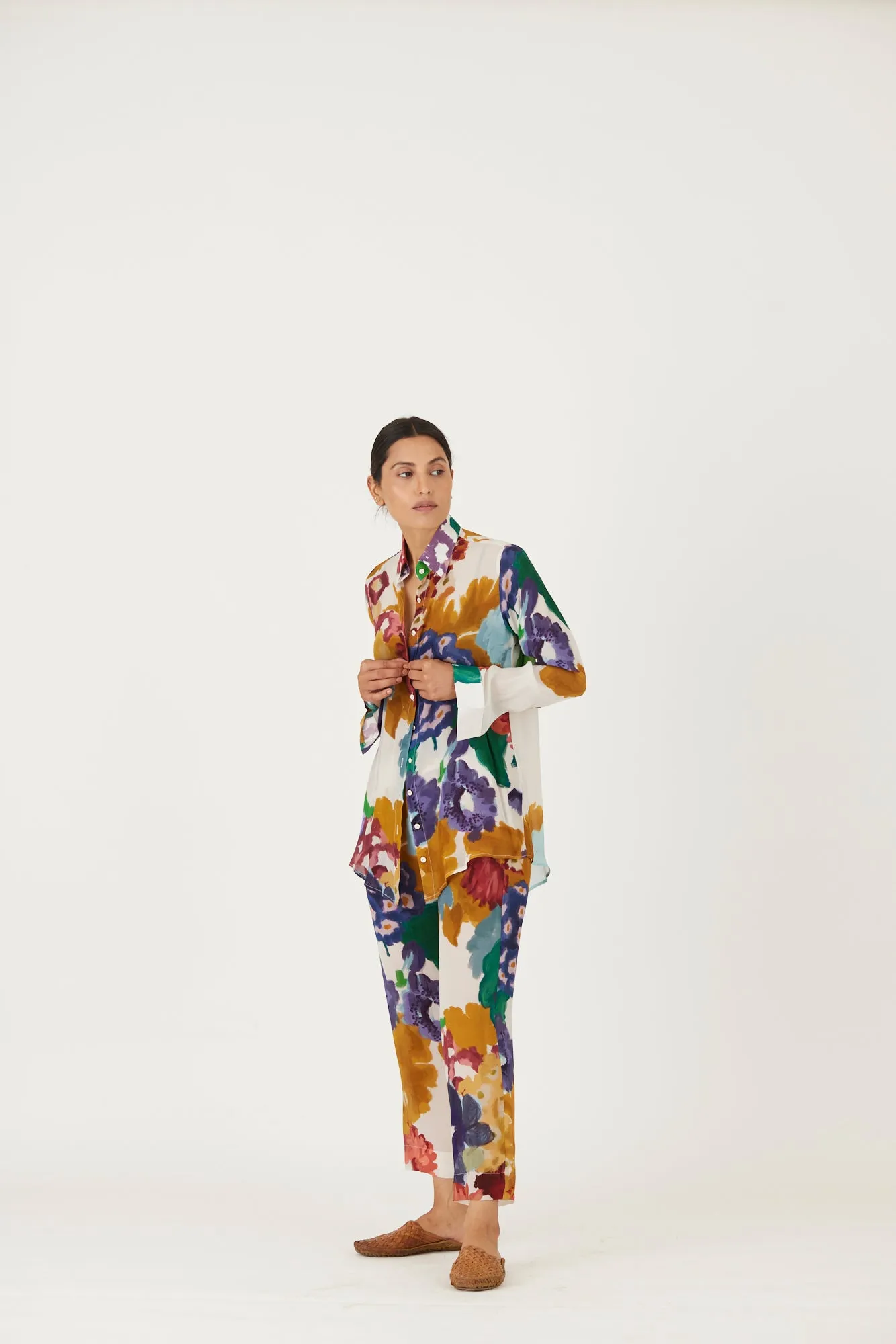 New Season Fall 24/Summer 25-Coord Set-Crepe-Farah White-YAMLS11-Fashion Edit Yam