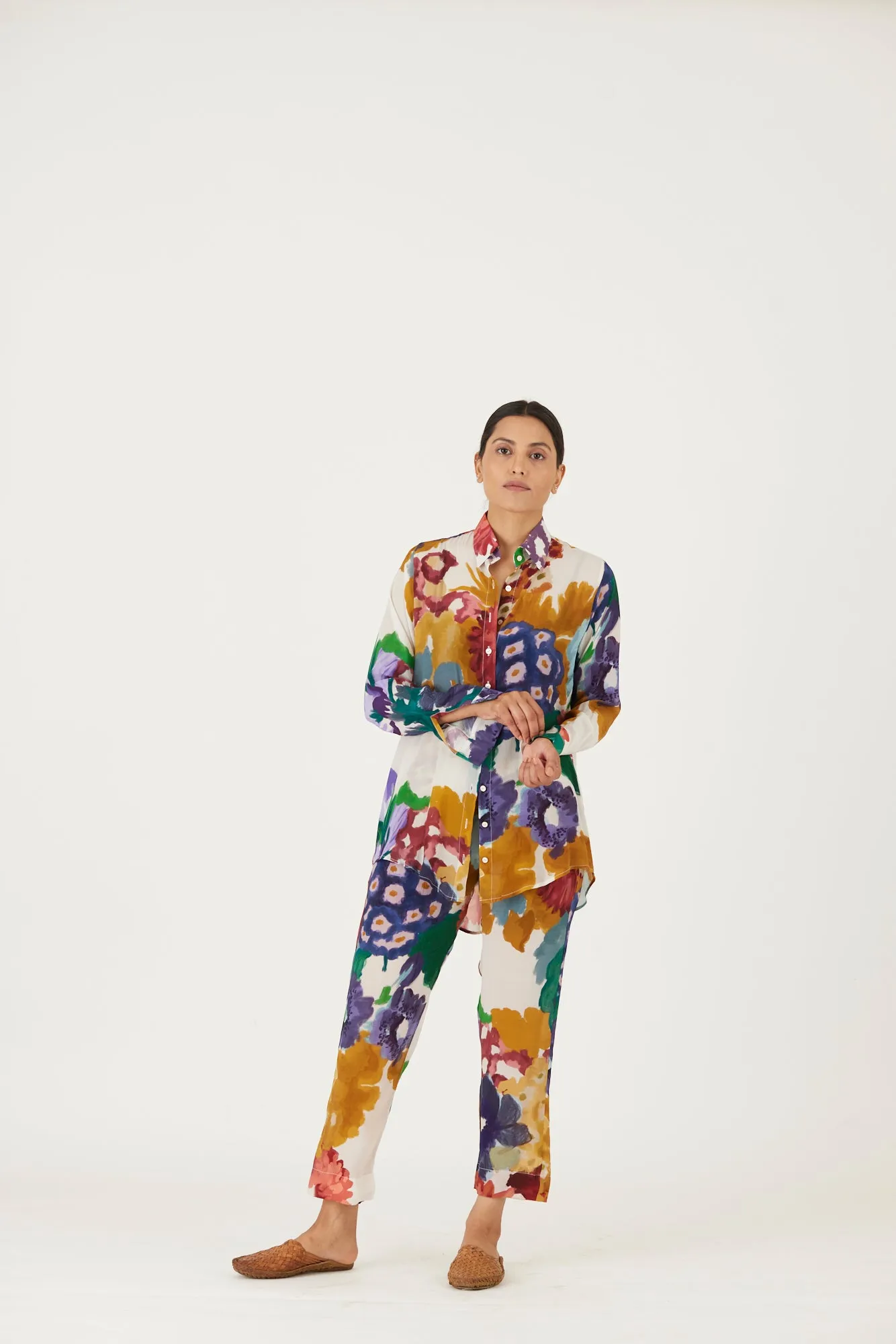 New Season Fall 24/Summer 25-Coord Set-Crepe-Farah White-YAMLS11-Fashion Edit Yam