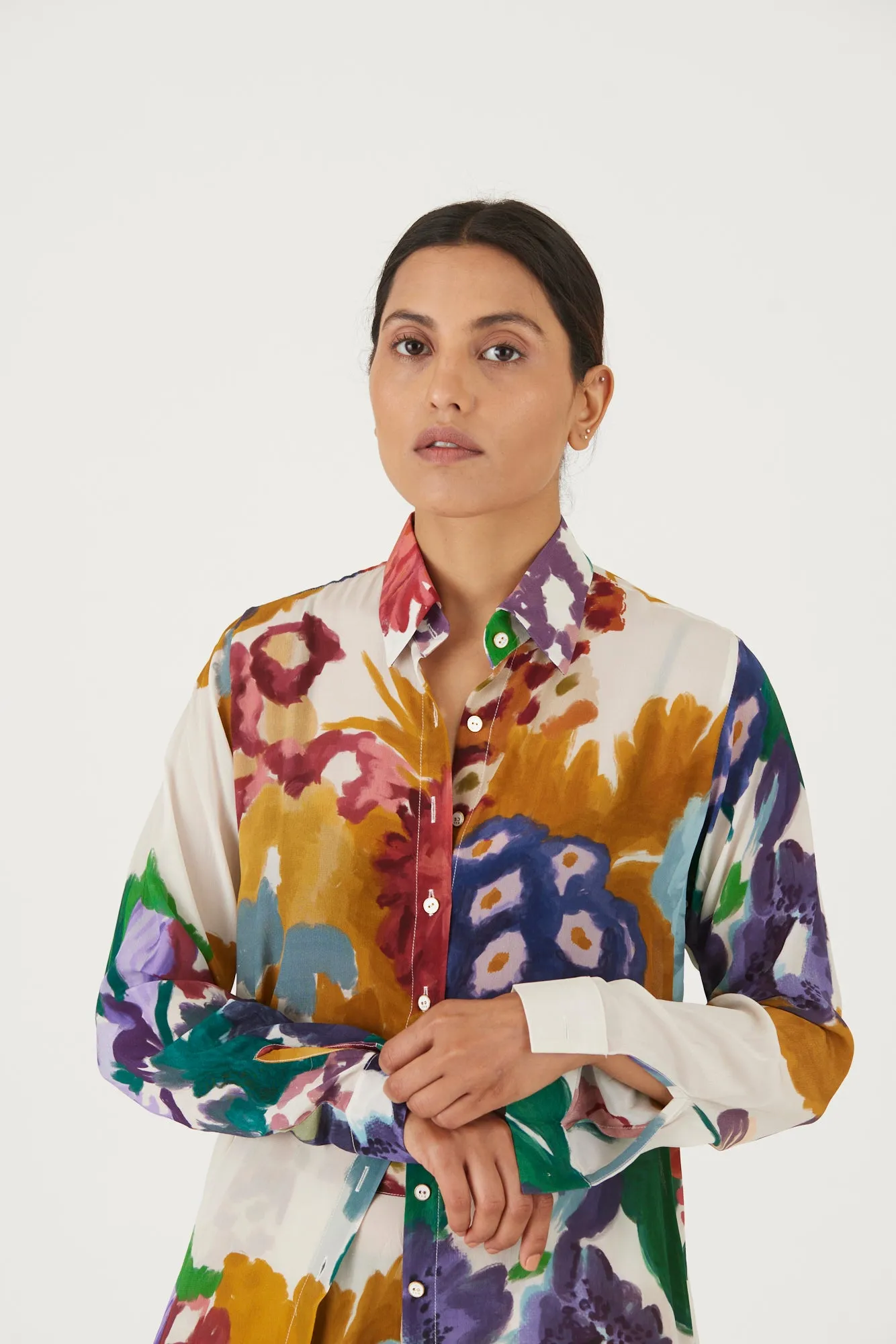 New Season Fall 24/Summer 25-Coord Set-Crepe-Farah White-YAMLS11-Fashion Edit Yam