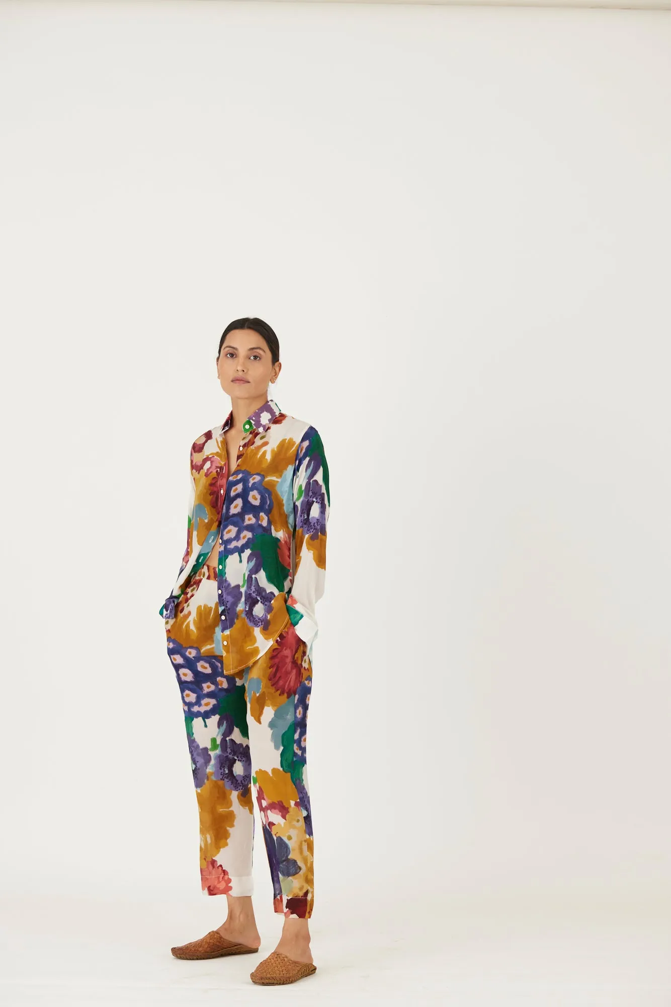 New Season Fall 24/Summer 25-Coord Set-Crepe-Farah White-YAMLS11-Fashion Edit Yam