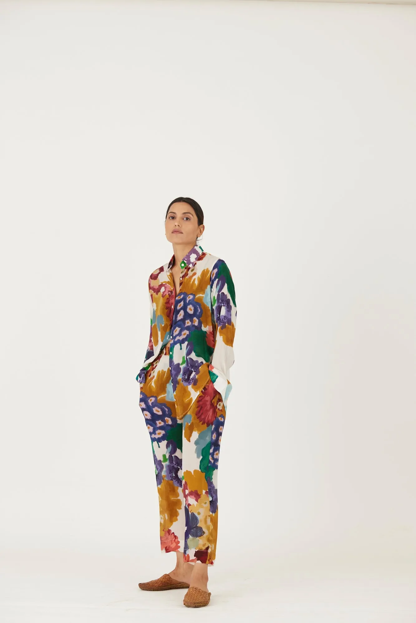New Season Fall 24/Summer 25-Coord Set-Crepe-Farah White-YAMLS11-Fashion Edit Yam