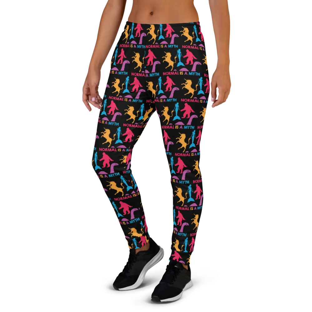 Normal is a Myth (Bigfoot, Mermaid, Unicorn & Loch Ness Monster Pattern) Women's Joggers