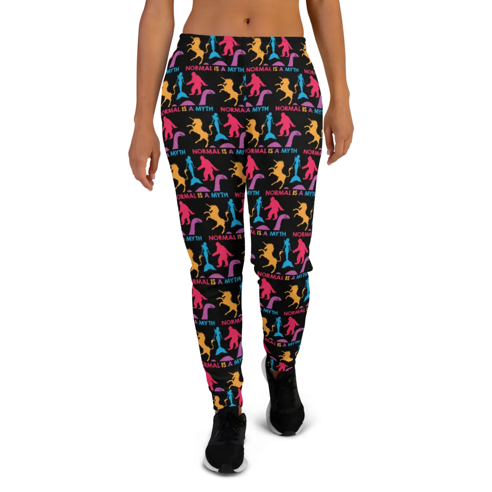 Normal is a Myth (Bigfoot, Mermaid, Unicorn & Loch Ness Monster Pattern) Women's Joggers