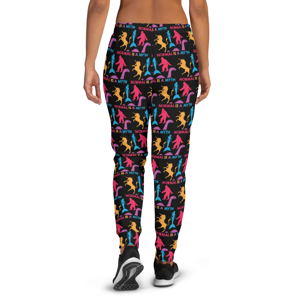 Normal is a Myth (Bigfoot, Mermaid, Unicorn & Loch Ness Monster Pattern) Women's Joggers