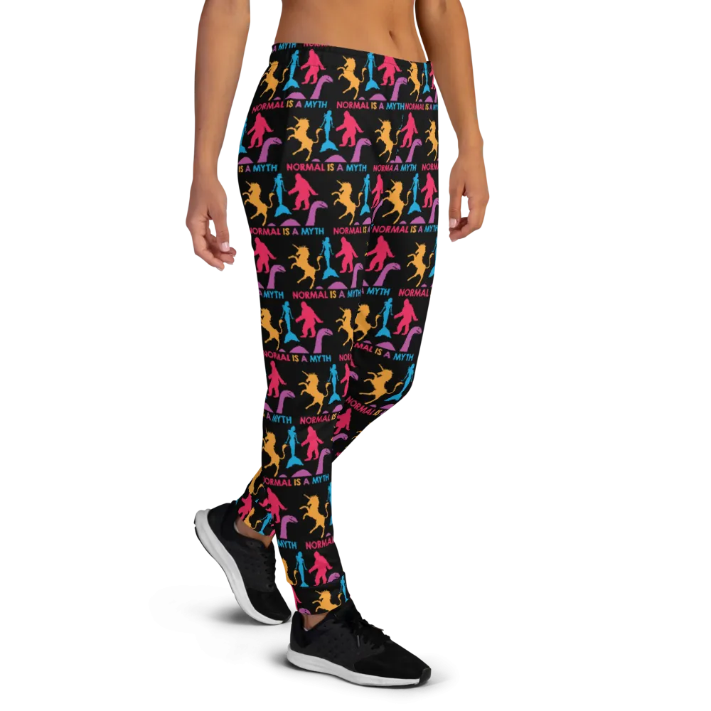 Normal is a Myth (Bigfoot, Mermaid, Unicorn & Loch Ness Monster Pattern) Women's Joggers